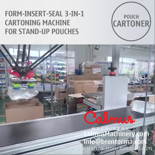 Monoblock Case Packer Cartoning Machine for Packaging Stand Up Pouches